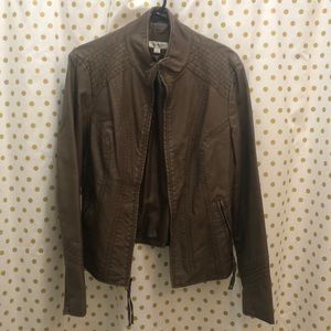 Dress Barn Brown Size Large Faux Moto Jacket